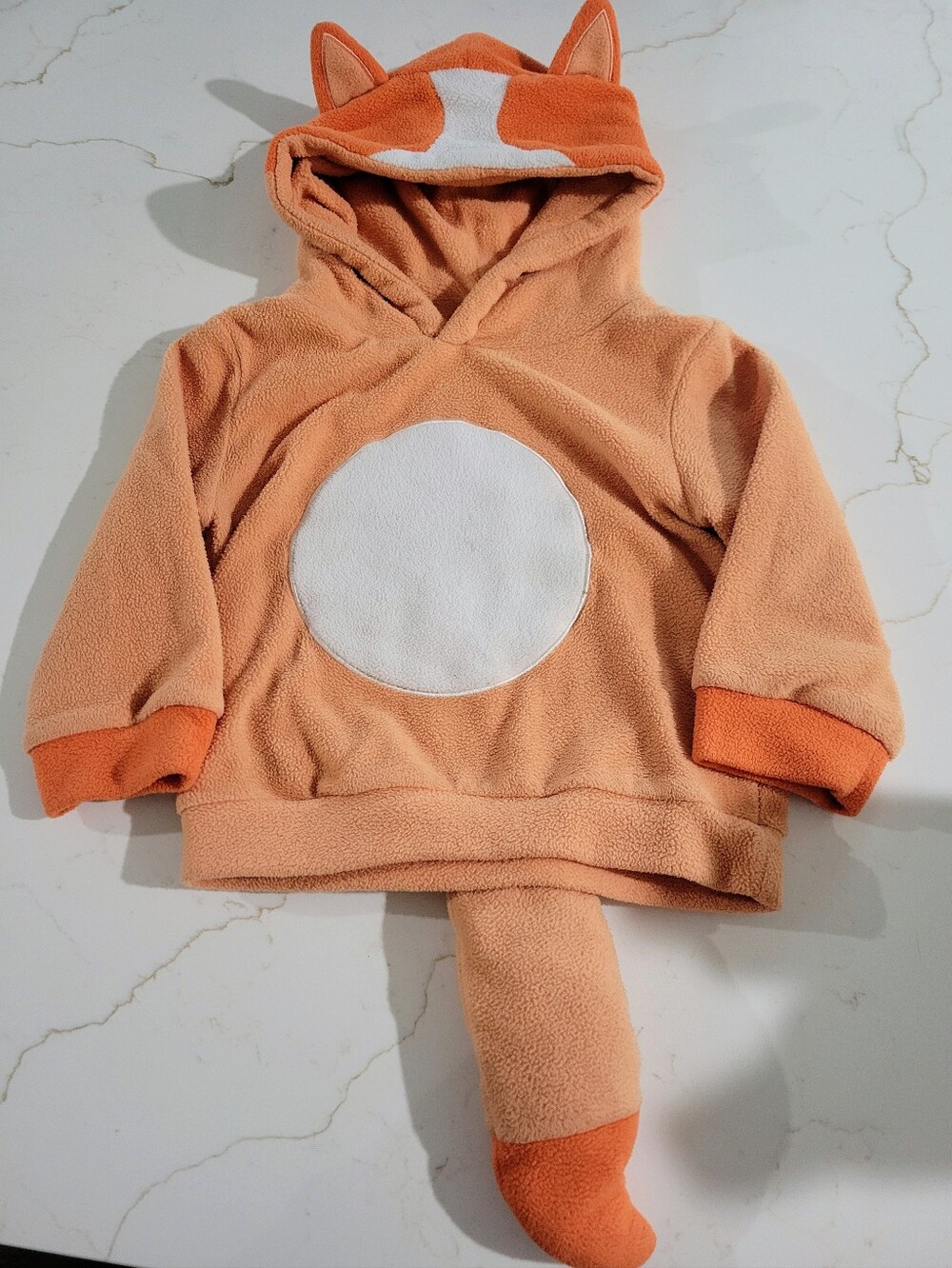 Kids Fox Hoodie Top - Orange & White